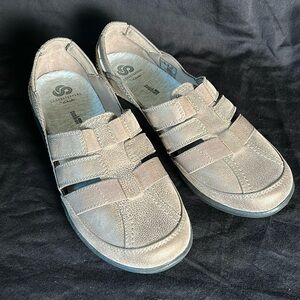 Clarks Cloudsteppers Bronze Slip On Sandals